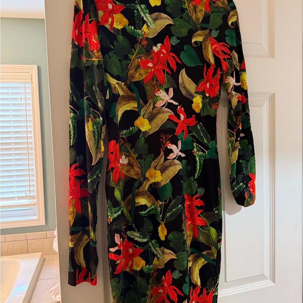 Alice + Olivia Vibrant Floral Long Sleeve Dress